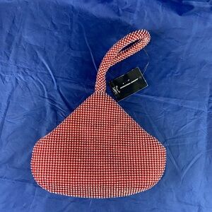 INC International Concepts Doris Sparkle Mesh Pouch Bag Bordeaux Red New W/ Tags